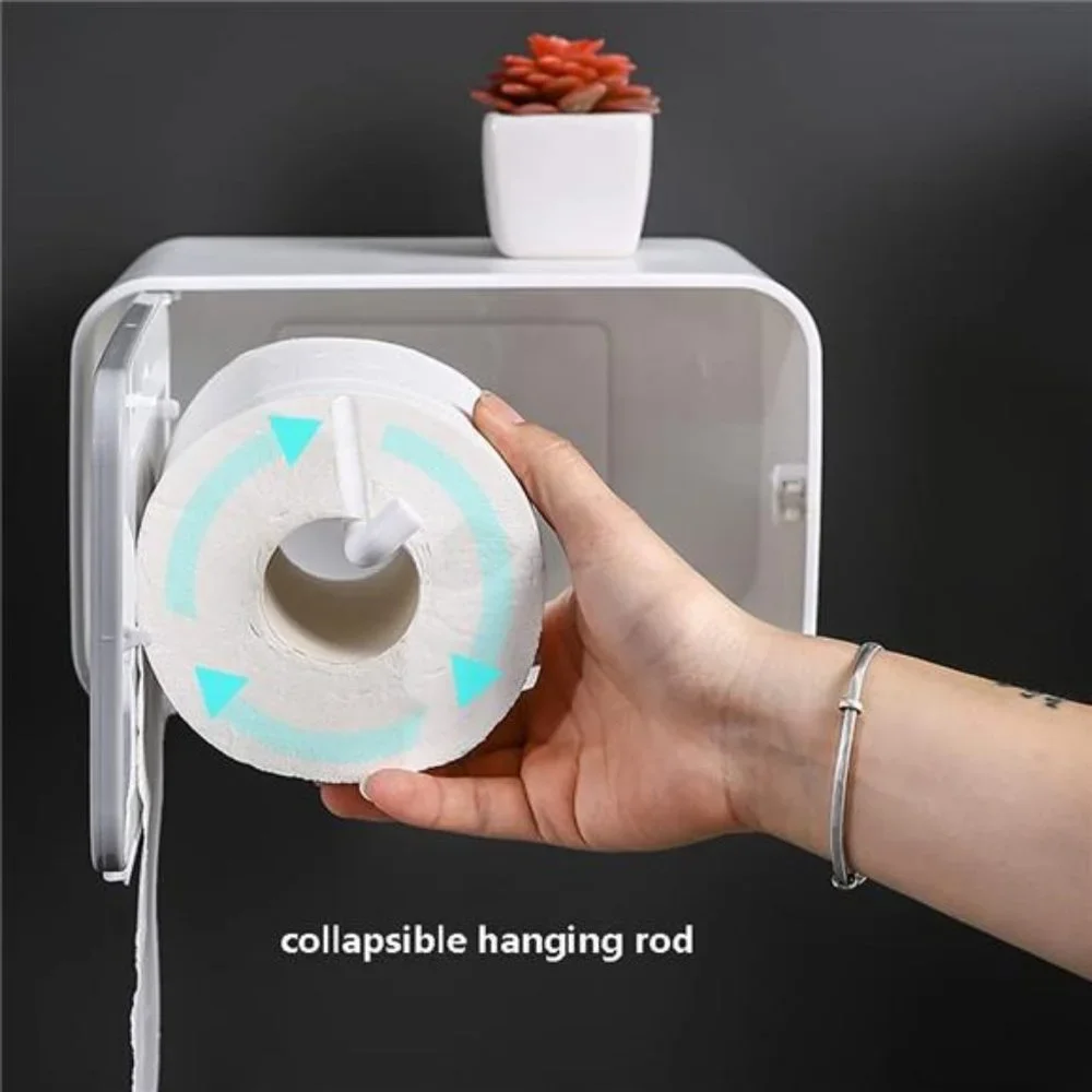 Self Adhesive Toilet Paper Holder, Wall-Mounted Double Layer Waterproof